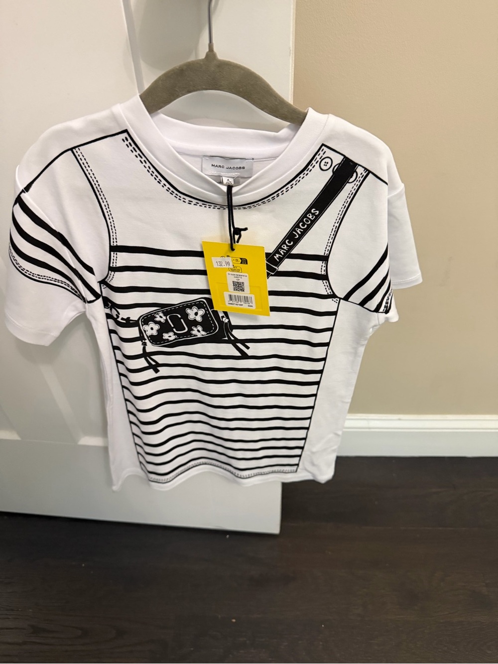 Marc Jacobs White & Black Striped Graphic Kids Tee